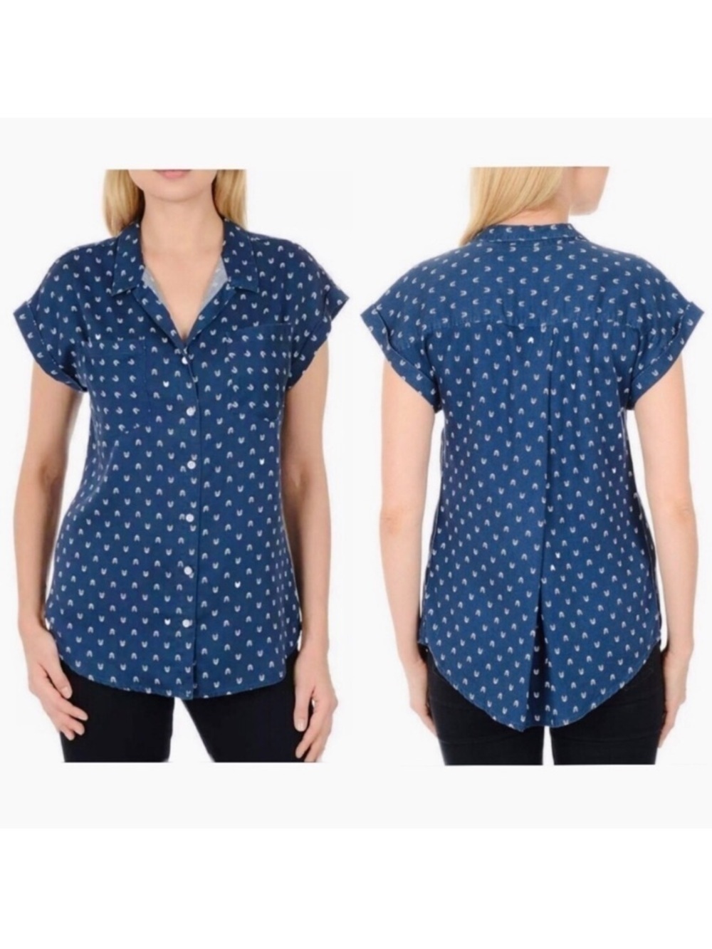 JACHS Girlfriend Quinn Cap Sleeve Button Down Shirt